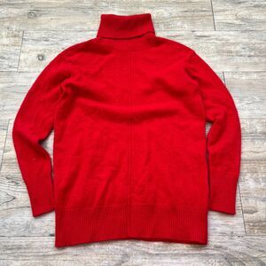 Cashmere Charter Club Turtleneck Sweater Red 100% Natural Fiber Bright Holiday